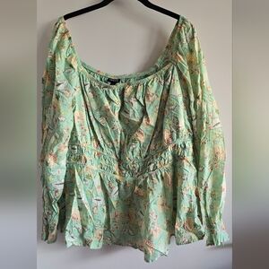 Torrid Mint Green Floral Blouse